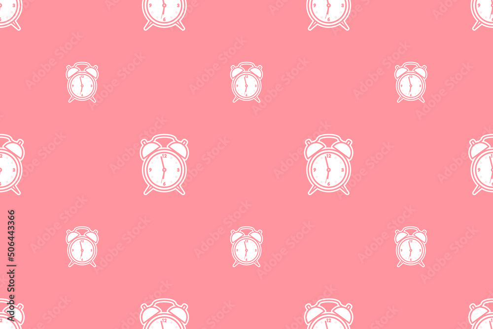 Obraz premium Seamless pattern from alarm clocks. Background on the theme of clocks, alarm clocks.