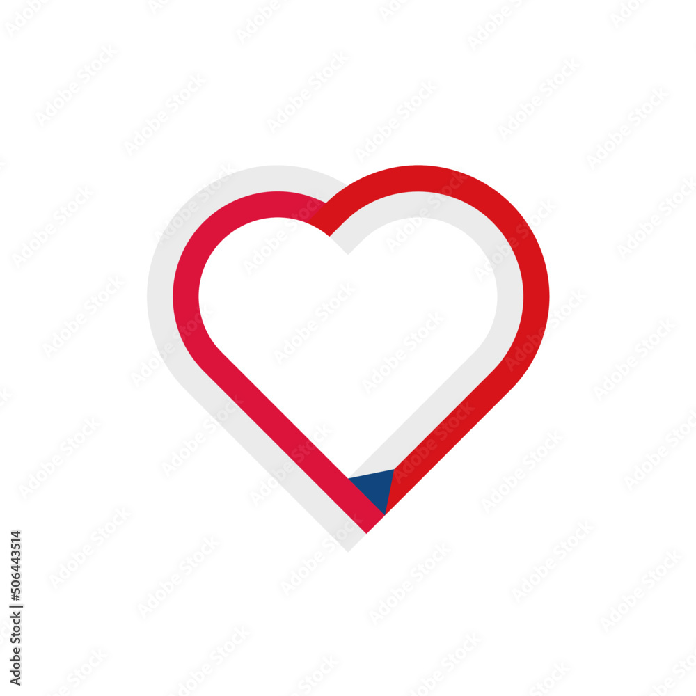 unity concept. heart ribbon icon of poland and czech republic flags. vector illustration isolated on white background
