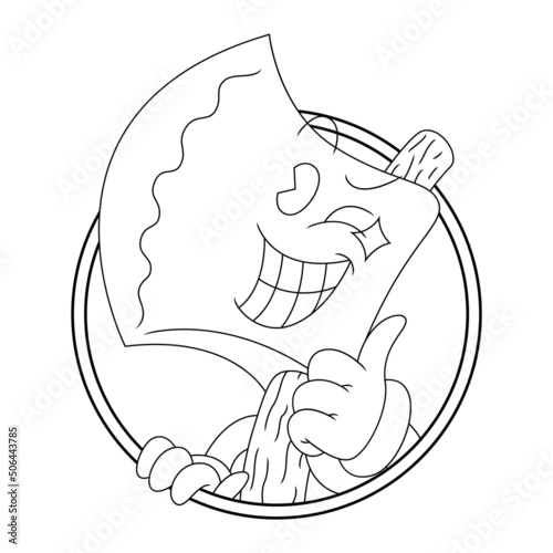 Coloring illustration of cartoon smiling axe