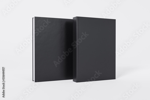 Mockup of a rectangular book with a blank glossy cover on white background. Front and back covers visible. Isolated with clipping path.