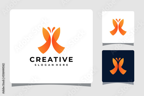 Orange Butterfly Logo Template Design Inspiration