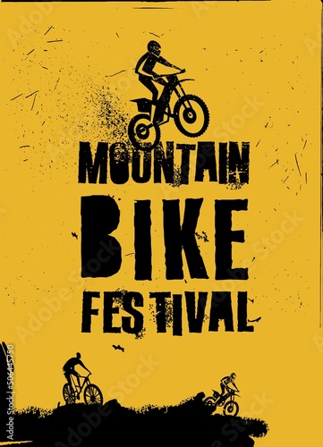 Offroad freestyle bicycle event poster. Portrait vector illustration