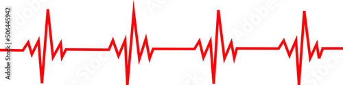 Heartbeat continuous line with shape of heart drawn by hand in red color. Medical vector illustration. Heart pulse cardiogram, medical background Heart pulse, one line, cardiogram sign, heartbeat 