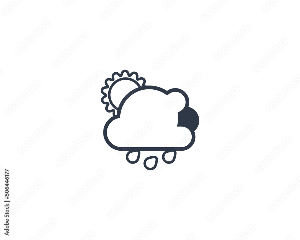 Sun Behind Rain Cloud vector flat emoticon. Isolated Sun Behind Rain Cloud illustration. Sun Behind Rain Cloud icon Sun Behind Rain Cloud vector flat emoticon. Isolated Sun Behind Rain Cloud illustration. Sun Behind Rain Cloud icon