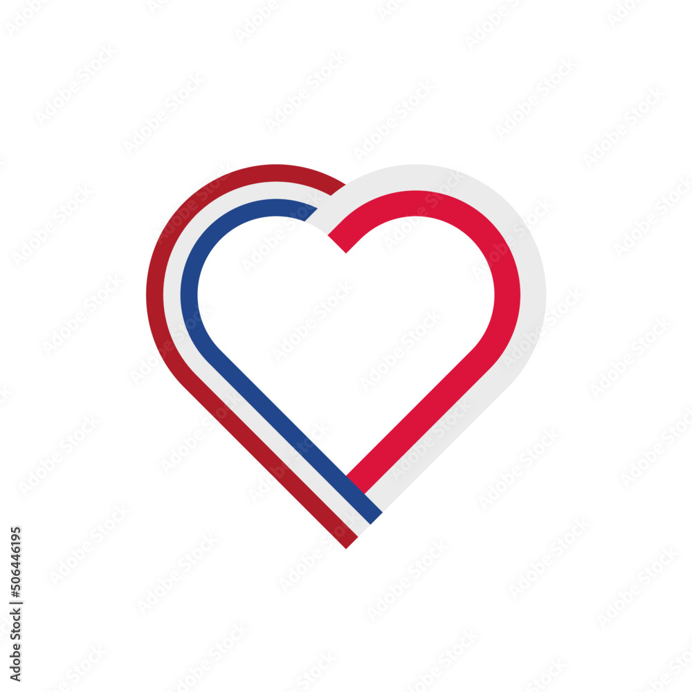 unity concept. heart ribbon icon of netherlands and poland flags. vector illustration isolated on white background