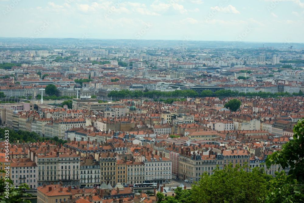 Panoramic  view of the beautiful city  of Lyon