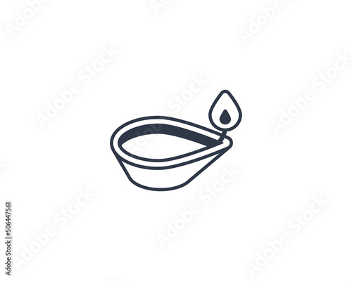 Diya Lamp Vector Isolated Emoticon. Diya Lamp Icon
