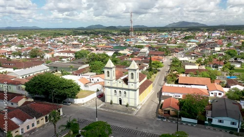 Iguape, São Paulo, Brazil, Aerial view of the city of Iguape, in the state of São Paulo, one of the oldest in Brazil, with emphasis on the Church of São Benedito photo