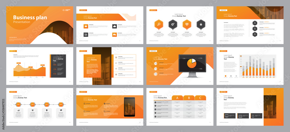 business presentation template design backgrounds and page layout design for brochure, book, magazine, annual report and company profile, with info graphic elements graph design concept