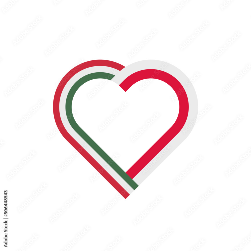 unity concept. heart ribbon icon of hungary and poland flags. vector illustration isolated on white background
