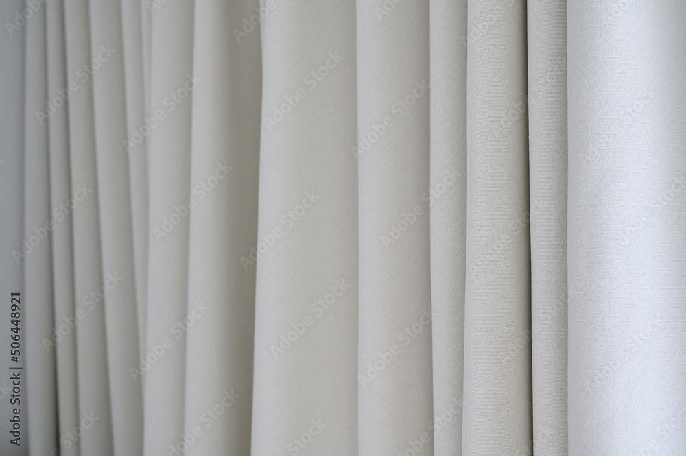 Obraz premium wave texture white curtain. abstract background