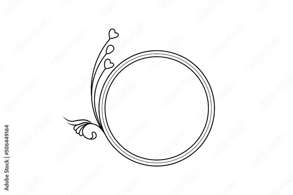 floral circle frame, flower drawing vector floral circle frame, flower drawing vector