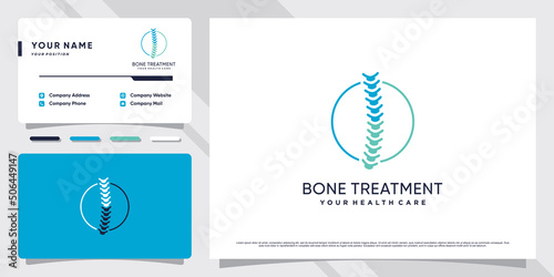 Bone clinic logo design for spine massage teraphy with creative element Premium Vector
