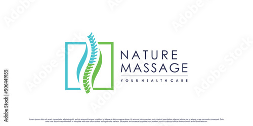 Chiropractic massage logo design with creative element Premium Vector
