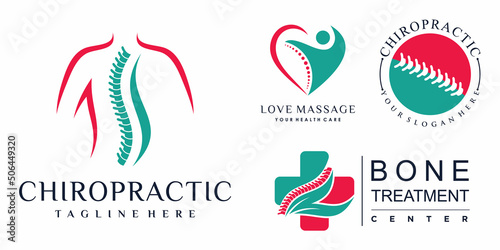 Chiropractic icon set logo design collection for massage teraphy with unique concept Premium Vector