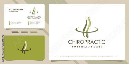 Chiropractic logo design for massage teraphy with business card template Premium Vector