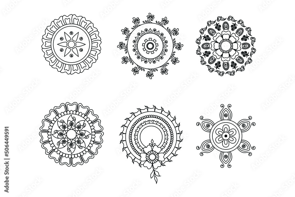 mandala outline hand drawing vector set mandala outline hand drawing vector set