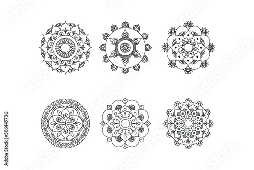 mandala outline hand drawing vector set