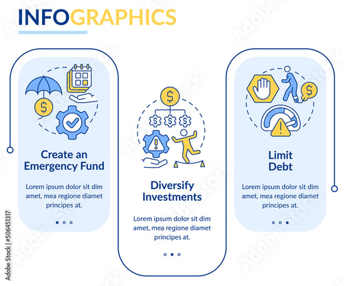 Additional steps to risk management rectangle infographic template. Data visualization with 3 steps. Process timeline info chart. Workflow layout with line icons. Lato-Bold, Regular fonts used