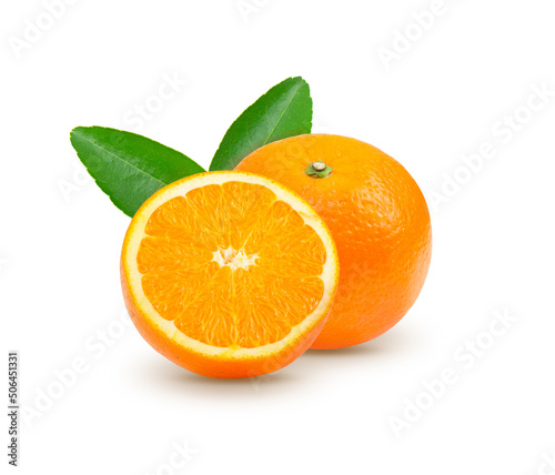 Navel orange on white background