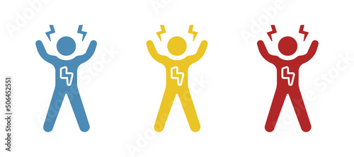 man icon, energetic man concept, vector illustration