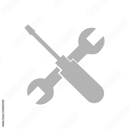 wrench icon with a screwdriver on a white background, vector illustration