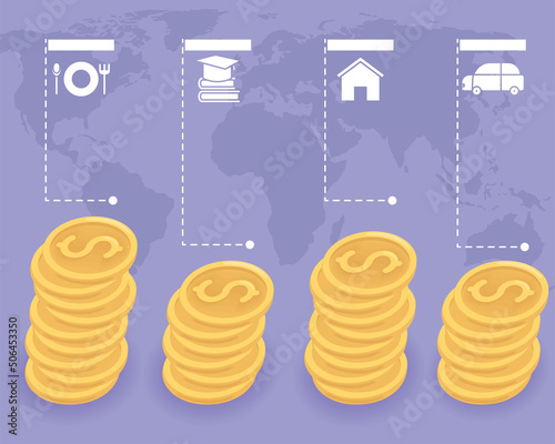 coins money dollars infographic