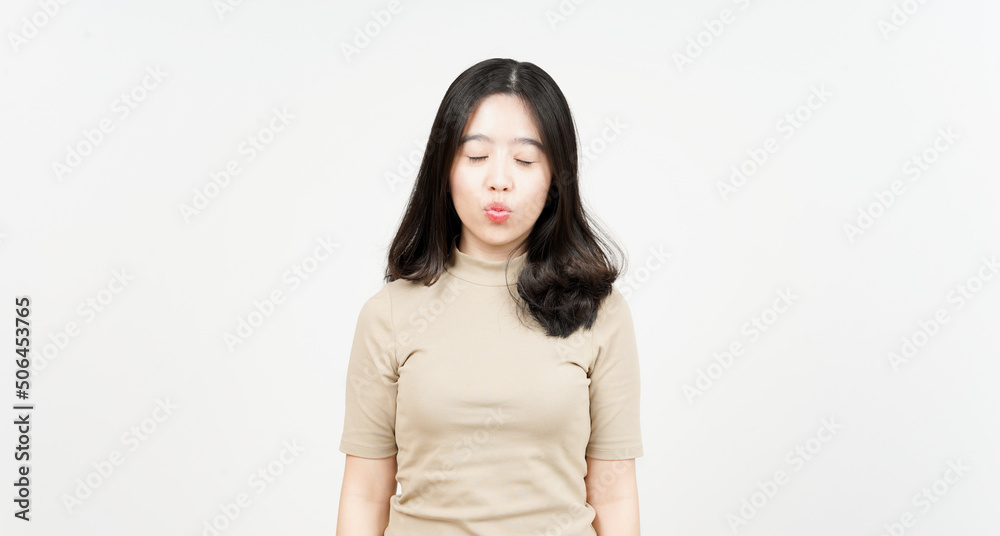 Blowing Kiss Of Beautiful Asian Woman Isolated On White Background Blowing Kiss Of Beautiful Asian Woman Isolated On White Background