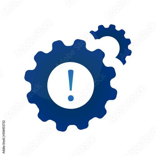 gear icon, problem concept, exclamation mark, vector illustration