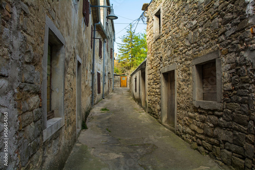 An historic residential street in the medieval hill village of Buzet in Istria, western Croatia
