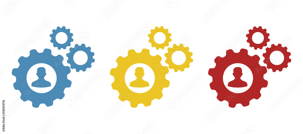 gear icon on a white background, teamwork concept, vector illustration gear icon on a white background, teamwork concept, vector illustration