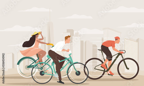Fotografie, Tablou people riding bikes