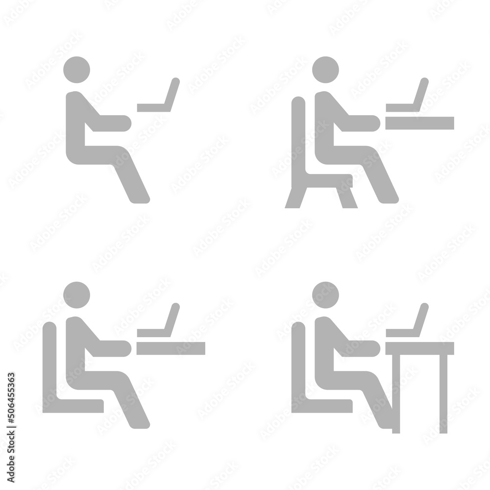 icon of man sitting at laptop, vector illustration icon of man sitting at laptop, vector illustration