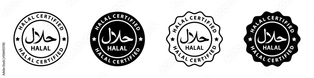 Halal food certified icon. Halal food labels Icon. Halal icon, Vector illustration Halal food certified icon. Halal food labels Icon. Halal icon, Vector illustration