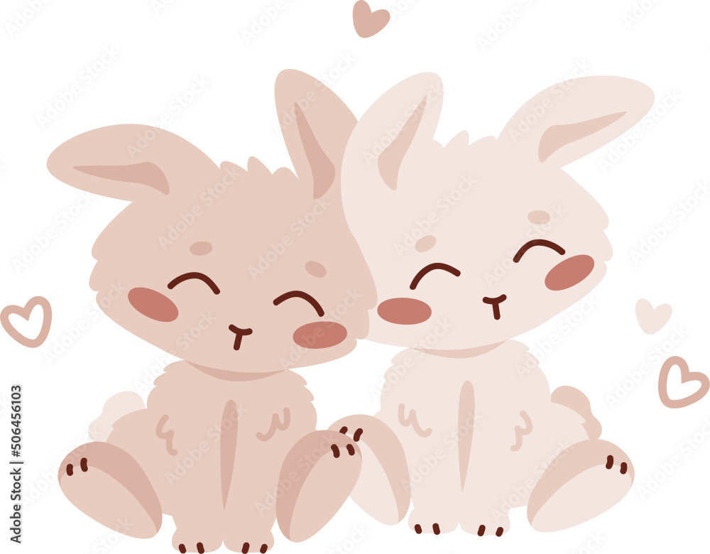 Baby zodiac sign Gemini. Cute hares. Vector astrology character Baby zodiac sign Gemini. Cute hares. Vector astrology character