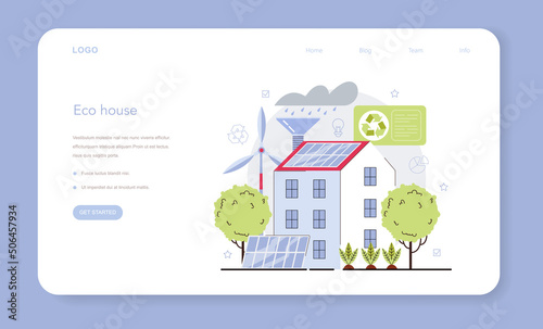 Ecology web banner or landing page. Alternative energy and green