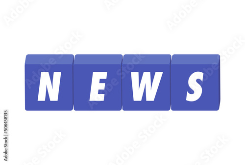 NEWSの文字が入ったブロックのイラスト - ニュースのタイトルのイメージ素材
