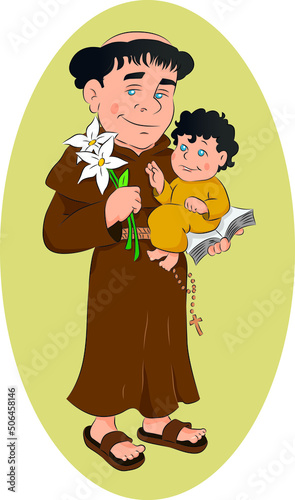 Ilustração de Sto António com menino ao colo