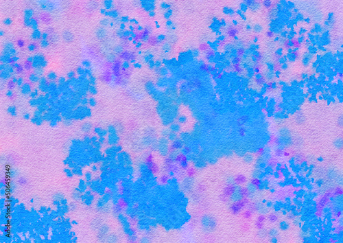 pink and blue watercolor tie dye paper background, abstract wet impressionist paint pattern, graphic design © Stephanie Connell