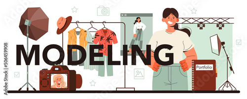 Modeling typographic header. Man and woman represent new clothes