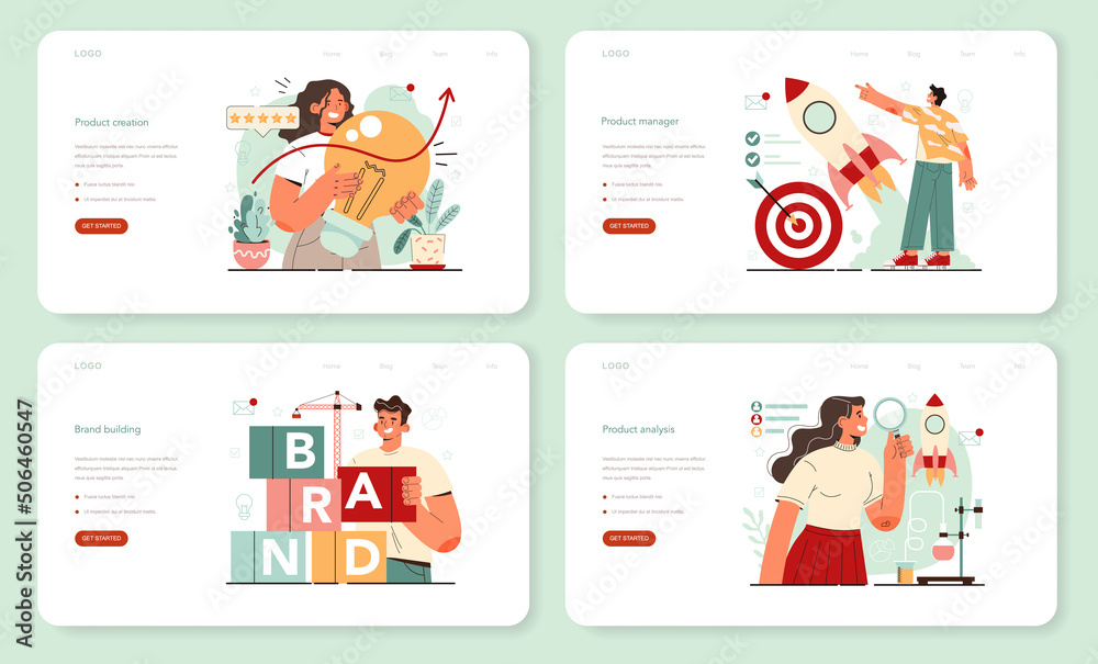 Product manager web banner or landing page set. Business project development Product manager web banner or landing page set. Business project development