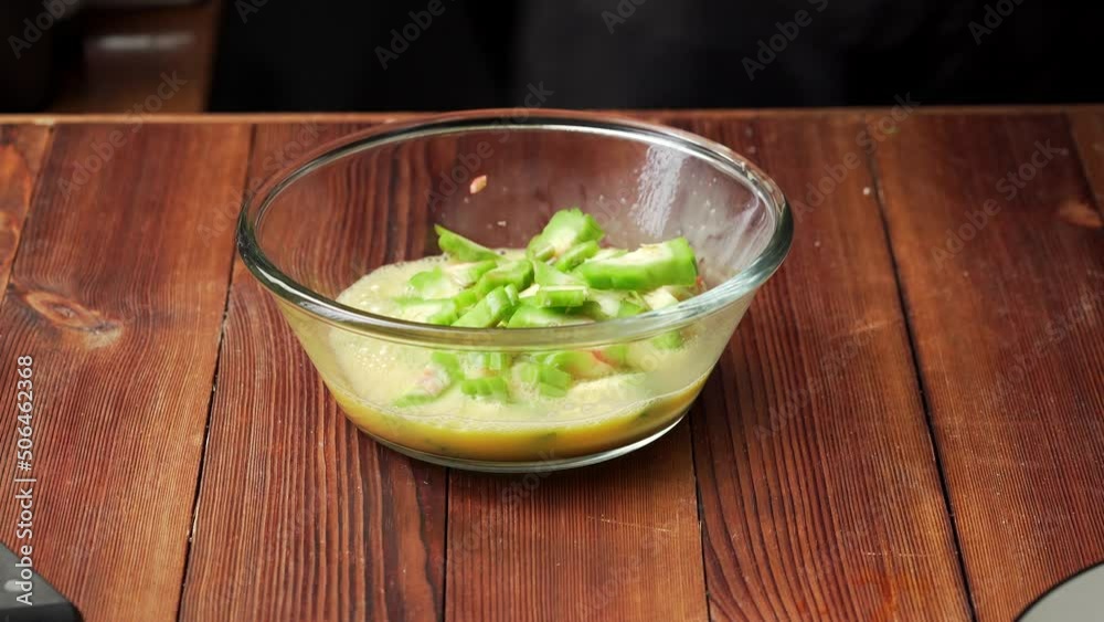 Sichuan-style home-cooked dishes - omelette with bitter gourd Sichuan-style home-cooked dishes - omelette with bitter gourd