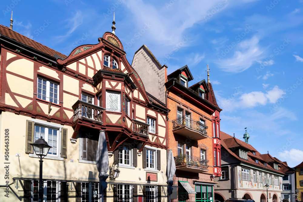 Beautiful facades in the old town of Haslach im Kinzigtal, Germany
