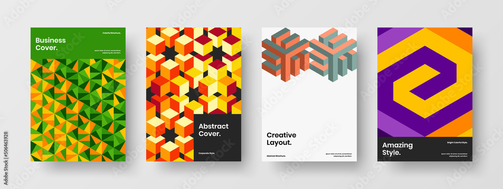Fototapeta premium Premium poster A4 vector design template bundle. Amazing geometric hexagons cover illustration composition.
