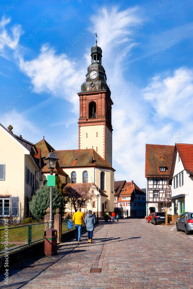 View to the St. Arbogast, Roman Catholic parish church of Haslach im Kinzigtal, Germany