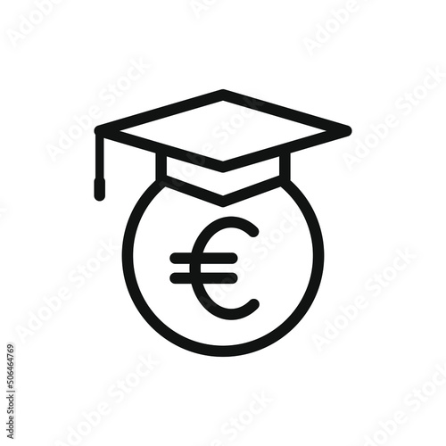 Student loans in euro. Academic scholarship icon concept isolated on white background. Vector illustration