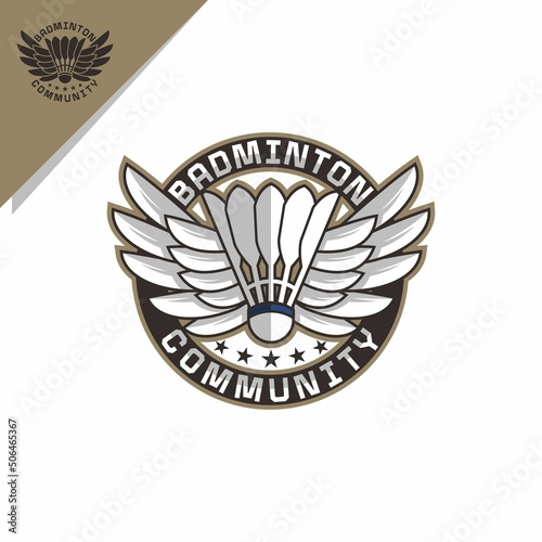 shuttlecock logo and wings for badminton