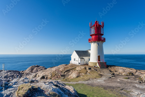 Lindesnes Lighthouse, Lindesnes fyr, a coastal lighthouse at the southernmost tip of Norway, photo