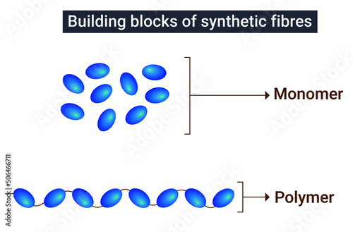 Building blocks of synthetic fibres: Monomer, Polymer photo