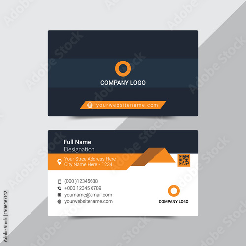Grey and orange corporate business card design Vector illustration design